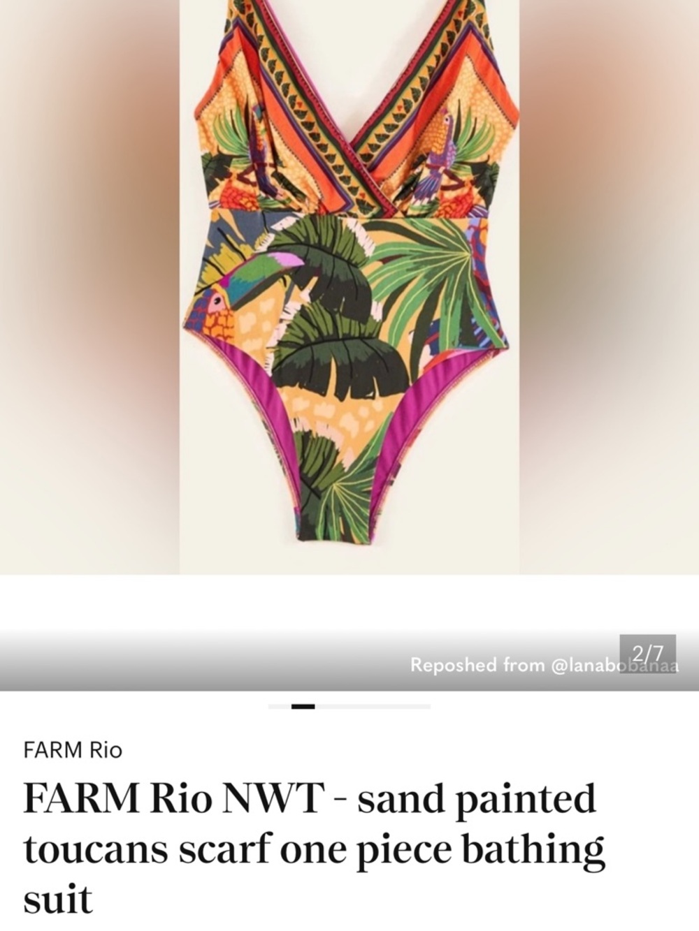 ISO FARM Rio Tropical Toucan One-Piece Swimsuit - Multicolor SZ MED